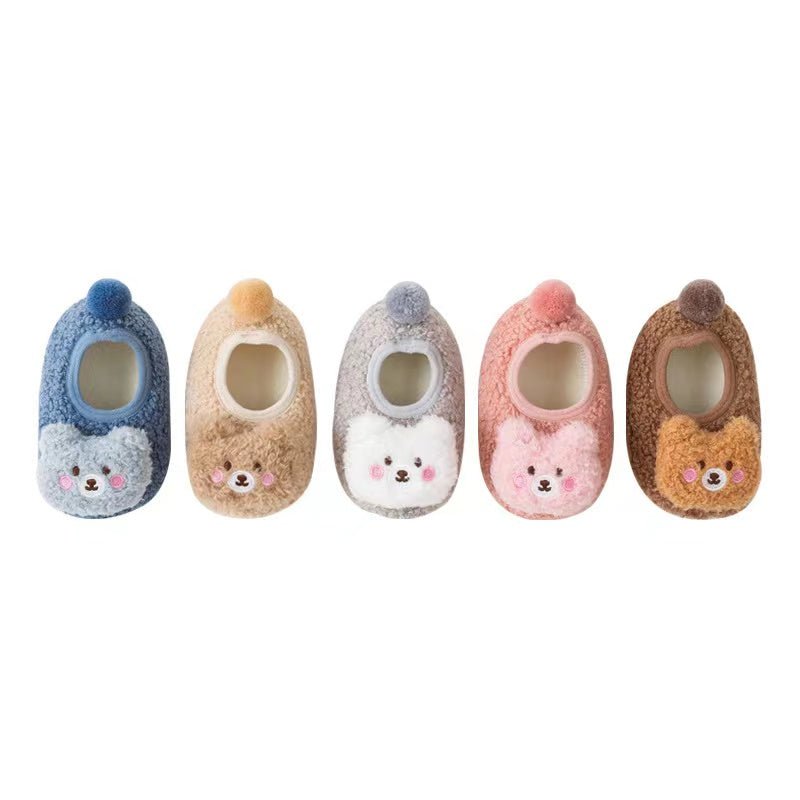 Baby 3D Cartoon Bear Patched Pattern Non - Slip Warm Shoes - Couch Potato