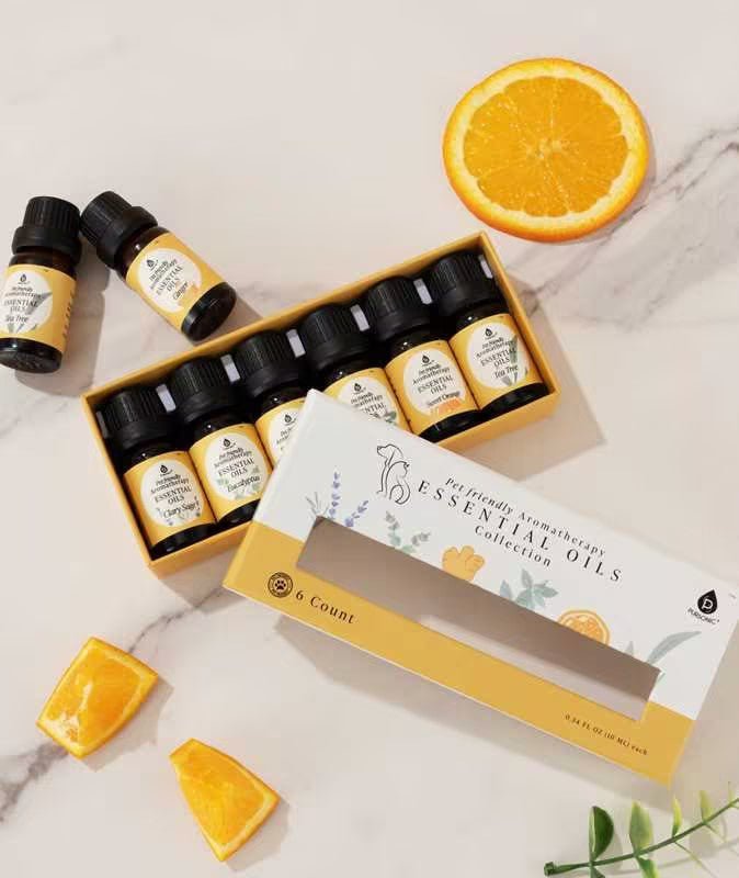 Pet - Friendly Aromatherapy Essential Oils Collection - Cedarwood, Chamomile, Frankincense, Ginger, Lavender, and Rosemary - Couch Potato