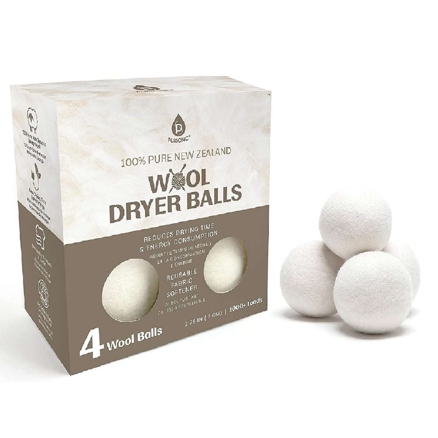 100% Pure New Zealand Wool Dryer Balls - Couch Potato