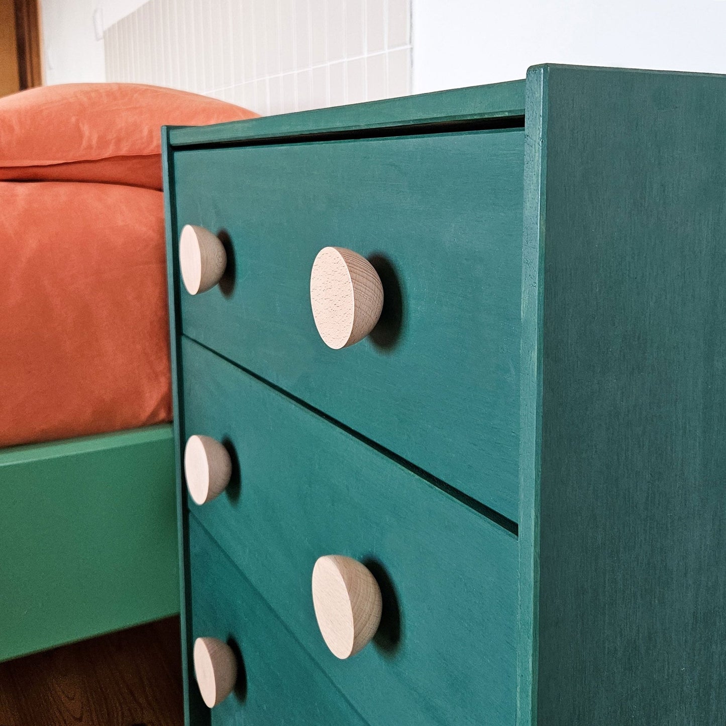 Round Beech Wood Coat Hook/Knob - Set of 3 - Couch Potato