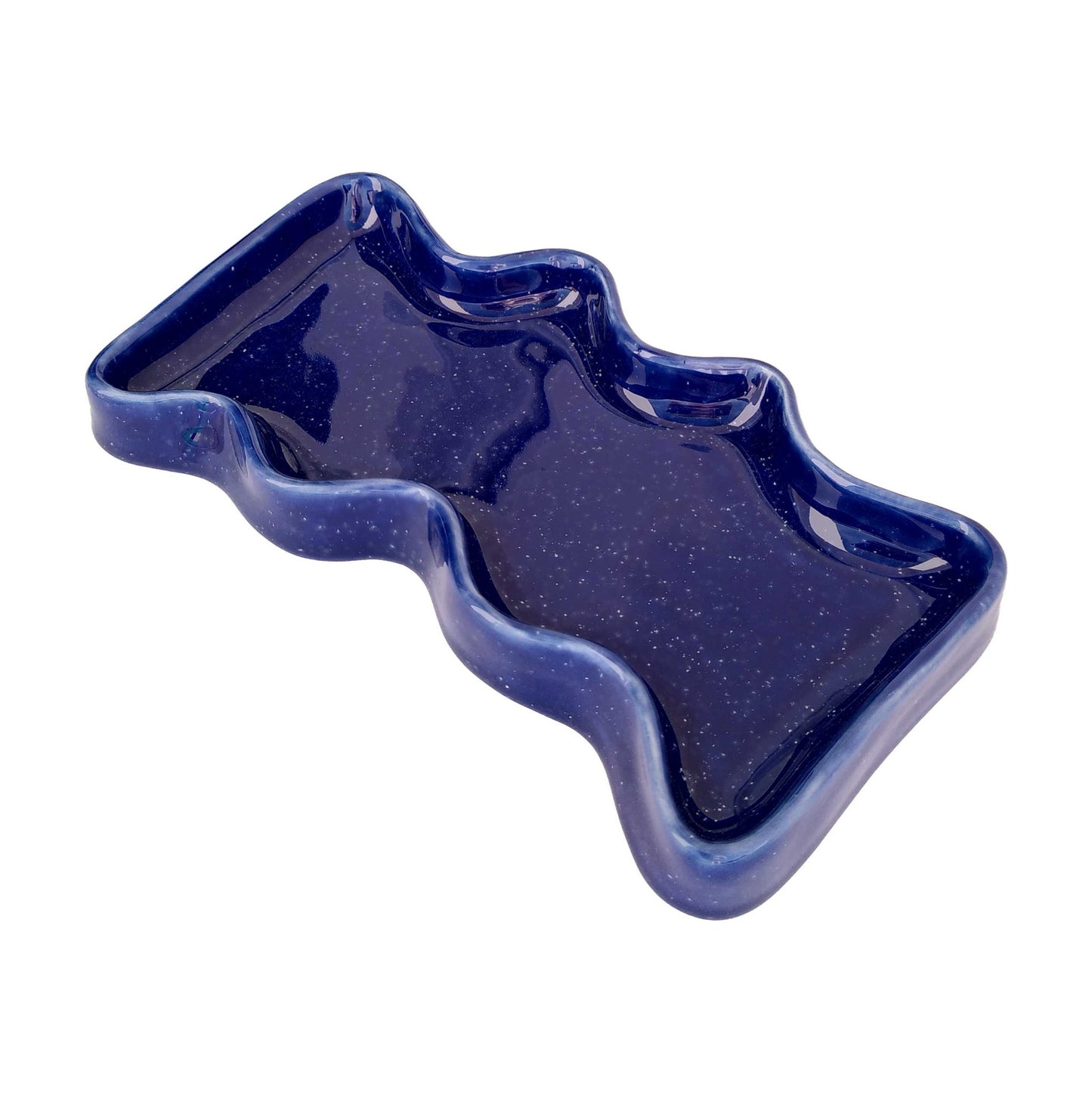 Ceramic Wave Trays - Speckled Blue - Rectangle - Couch Potato