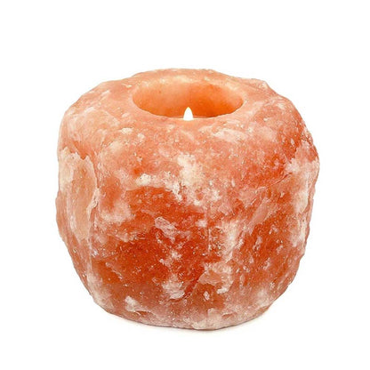 Himalayan Pink Salt Tea Light Holder by Pride of India – Salt Candle Holder – Room Décor Item – Great for Creating an Ambiance – Ideal for Home & Spa Uses – Natural Shape - Couch Potato