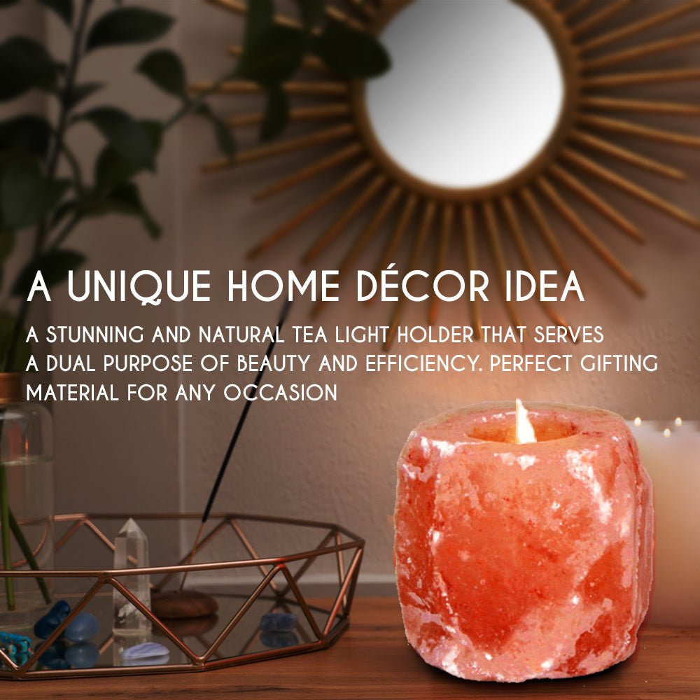 Himalayan Pink Salt Tea Light Holder by Pride of India – Salt Candle Holder – Room Décor Item – Great for Creating an Ambiance – Ideal for Home & Spa Uses – Natural Shape - Couch Potato