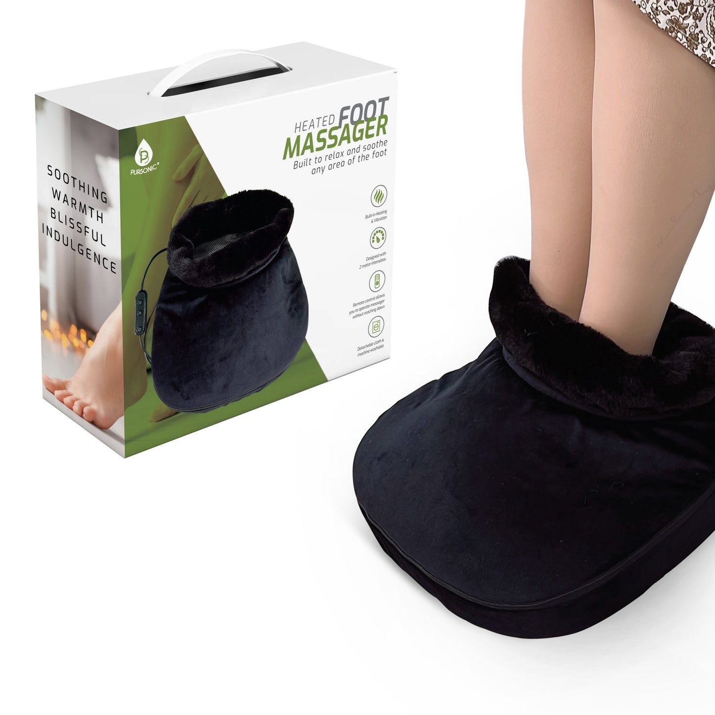 Heated Foot Massager with Remote Control, Folding Design, and Dual Motor Intensities - Couch Potato