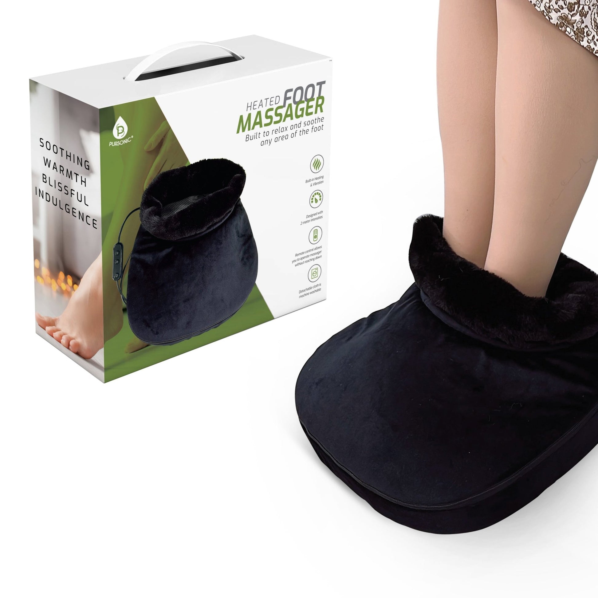 Heated Foot Massager with Remote Control, Folding Design, and Dual Motor Intensities - Couch Potato
