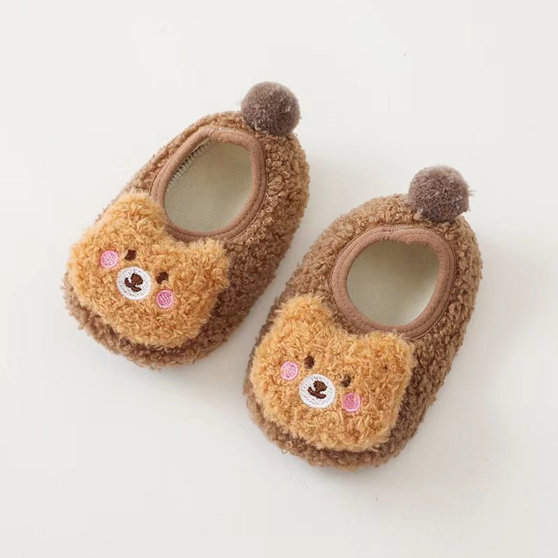 Baby 3D Cartoon Bear Patched Pattern Non - Slip Warm Shoes - Couch Potato