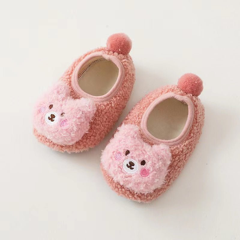 Baby 3D Cartoon Bear Patched Pattern Non - Slip Warm Shoes - Couch Potato