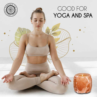 Himalayan Pink Salt Tea Light Holder by Pride of India – Salt Candle Holder – Room Décor Item – Great for Creating an Ambiance – Ideal for Home & Spa Uses – Natural Shape - Couch Potato