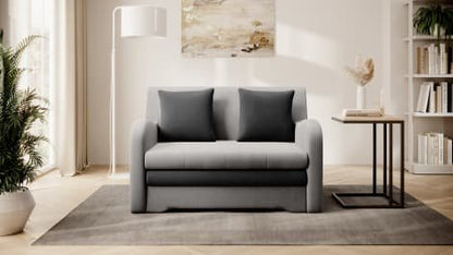 Ario Condo Style 2 Seater Storage Sleeper Sofa - Light Grey/Charcoal - Couch Potato