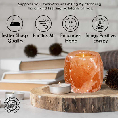 Himalayan Pink Salt Tea Light Holder by Pride of India – Salt Candle Holder – Room Décor Item – Great for Creating an Ambiance – Ideal for Home & Spa Uses – Natural Shape - Couch Potato