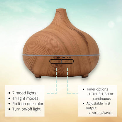Bamboo Teardrop Ultrasonic Oil Diffuser - Couch Potato