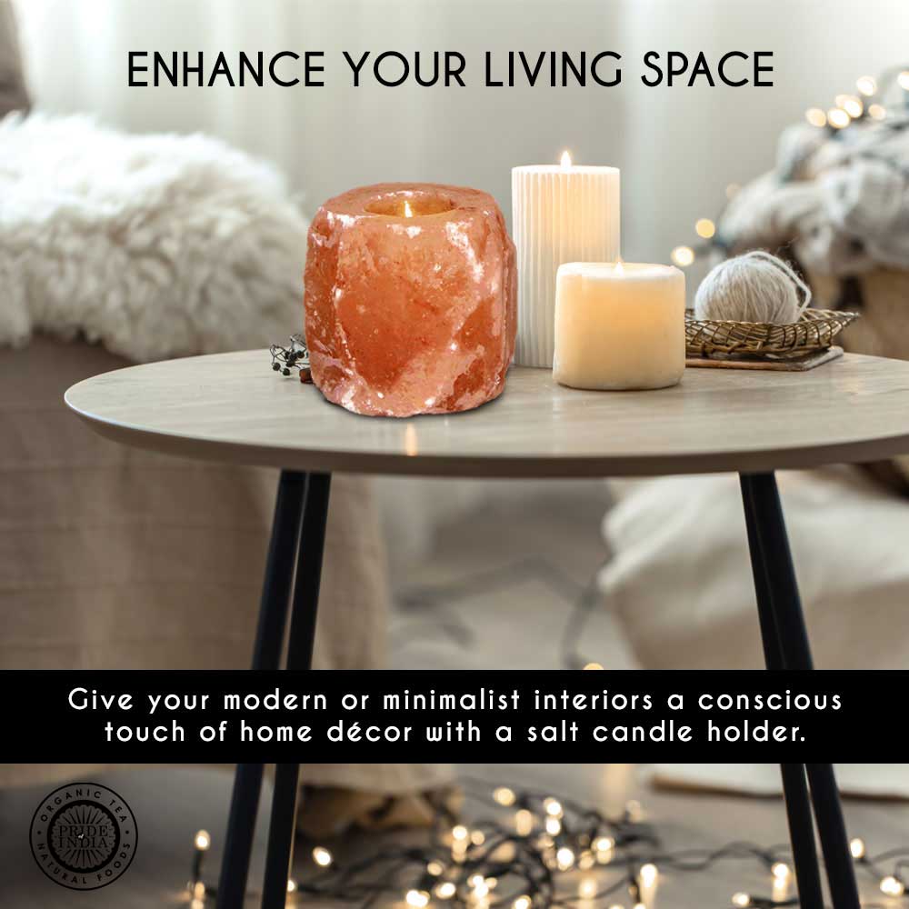 Himalayan Pink Salt Tea Light Holder by Pride of India – Salt Candle Holder – Room Décor Item – Great for Creating an Ambiance – Ideal for Home & Spa Uses – Natural Shape - Couch Potato