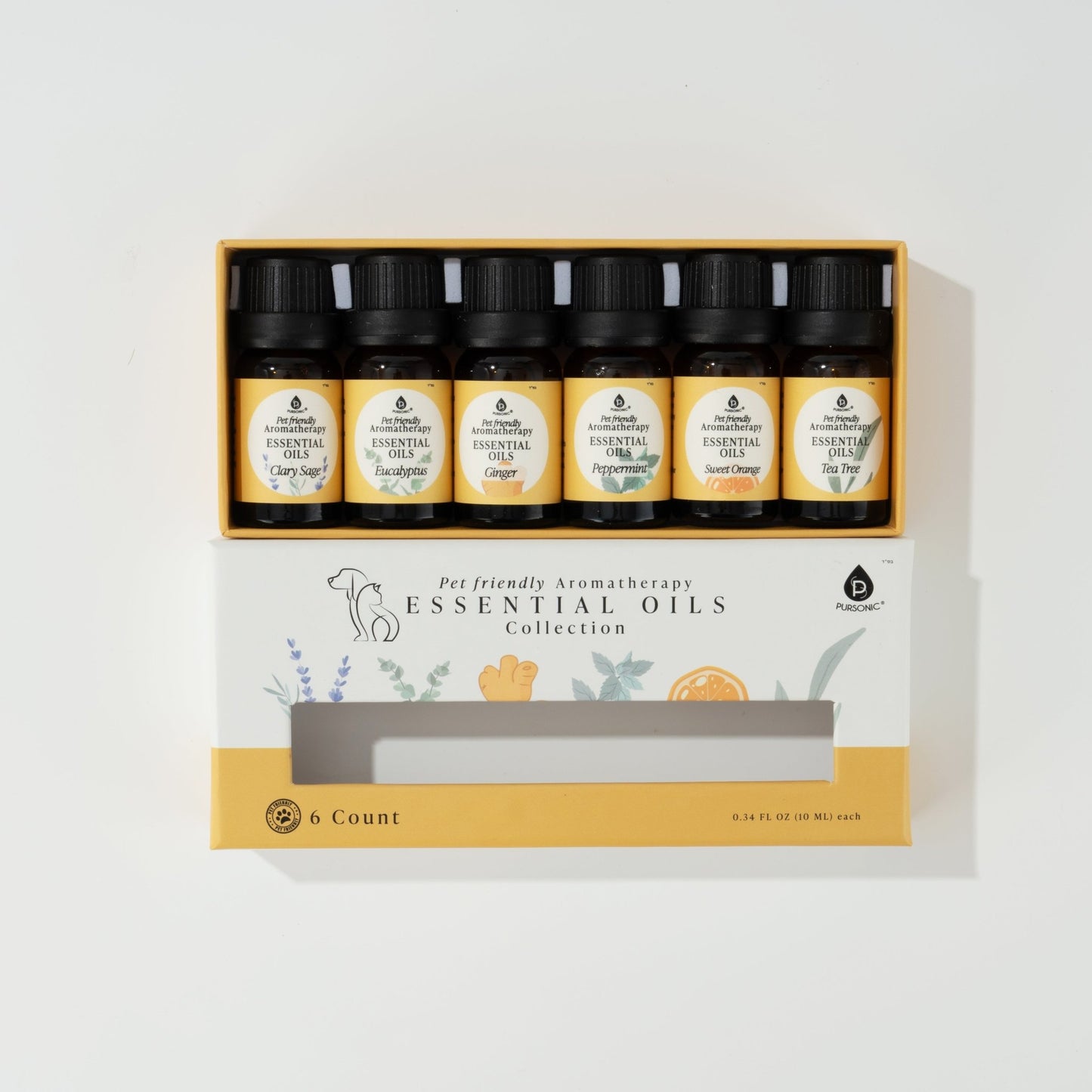 Pet - Friendly Aromatherapy Essential Oils Collection - Cedarwood, Chamomile, Frankincense, Ginger, Lavender, and Rosemary - Couch Potato