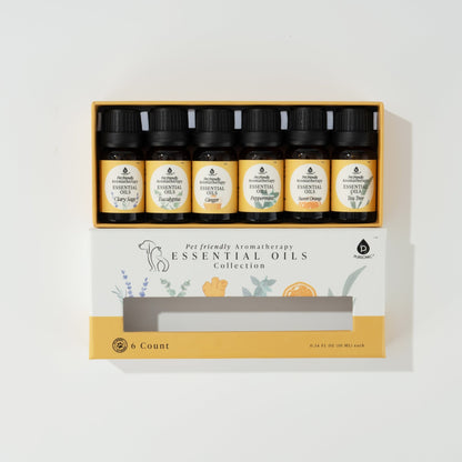 Pet - Friendly Aromatherapy Essential Oils Collection - Cedarwood, Chamomile, Frankincense, Ginger, Lavender, and Rosemary - Couch Potato