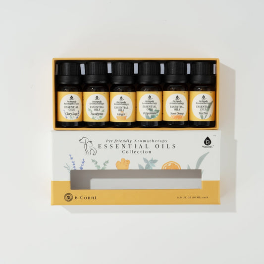 Pet - Friendly Aromatherapy Essential Oils Collection - Cedarwood, Chamomile, Frankincense, Ginger, Lavender, and Rosemary - Couch Potato