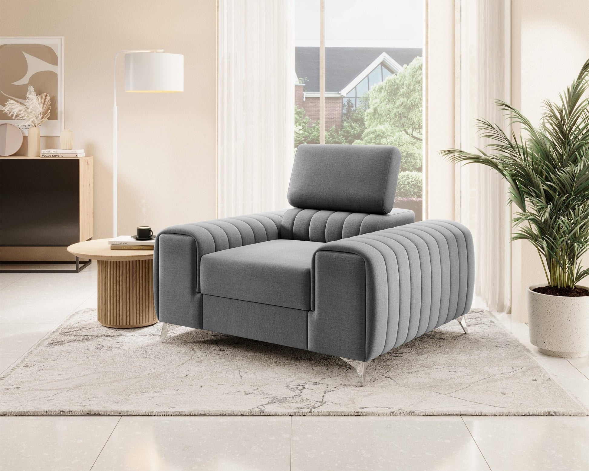 Laurence Modern Accent Chair - Light Grey - Couch Potato