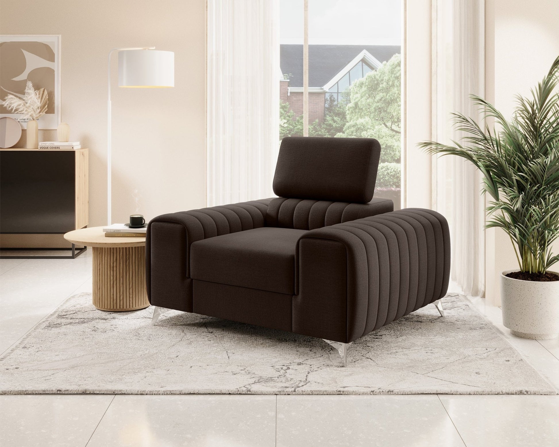 Laurence Modern Accent Chair - Dark Brown - Couch Potato