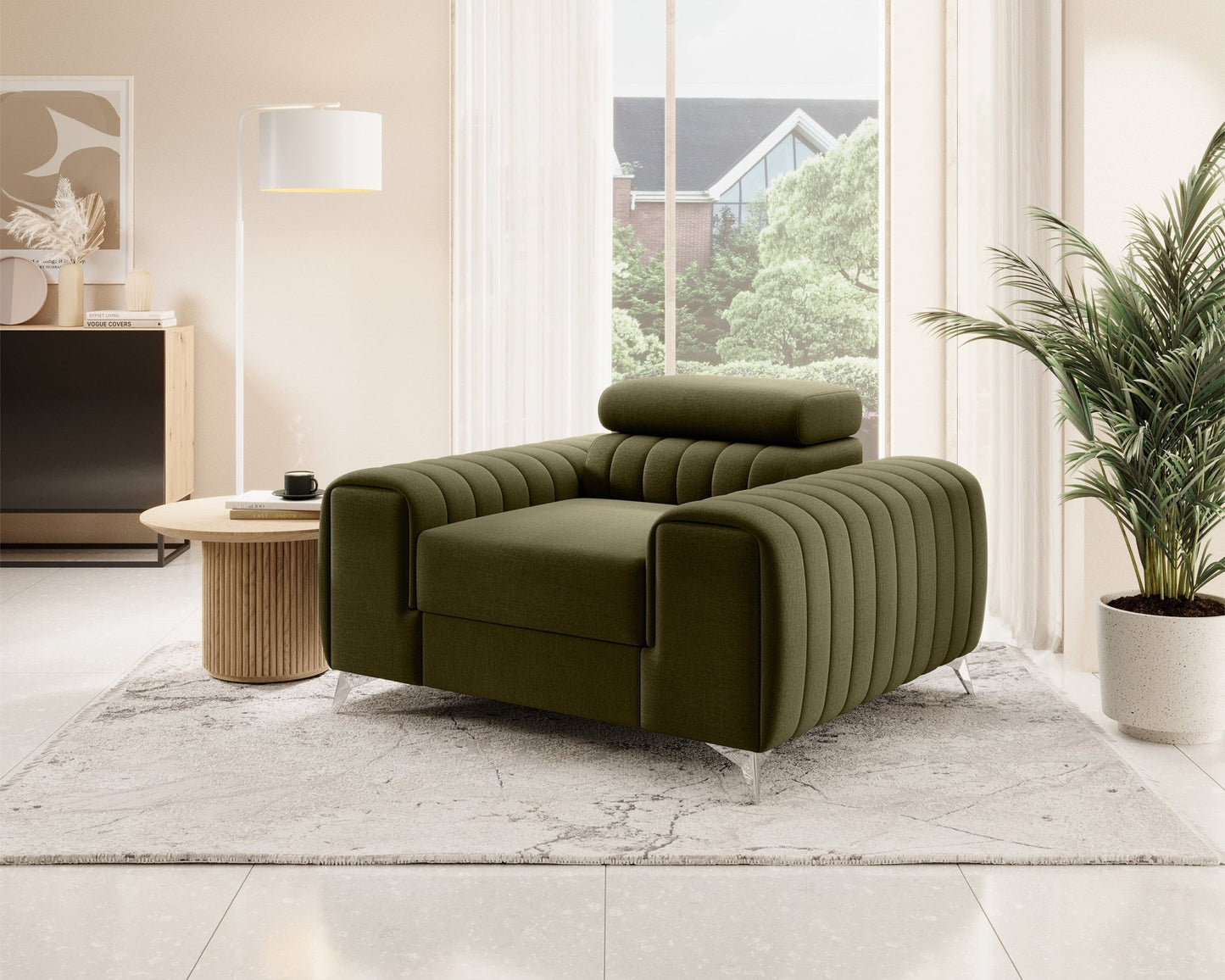 Laurence Modern Accent Chair - Olive Green - Couch Potato