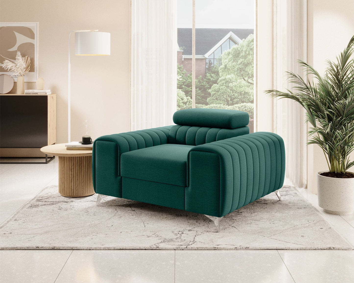 Laurence Modern Accent Chair - Teal Green - Couch Potato