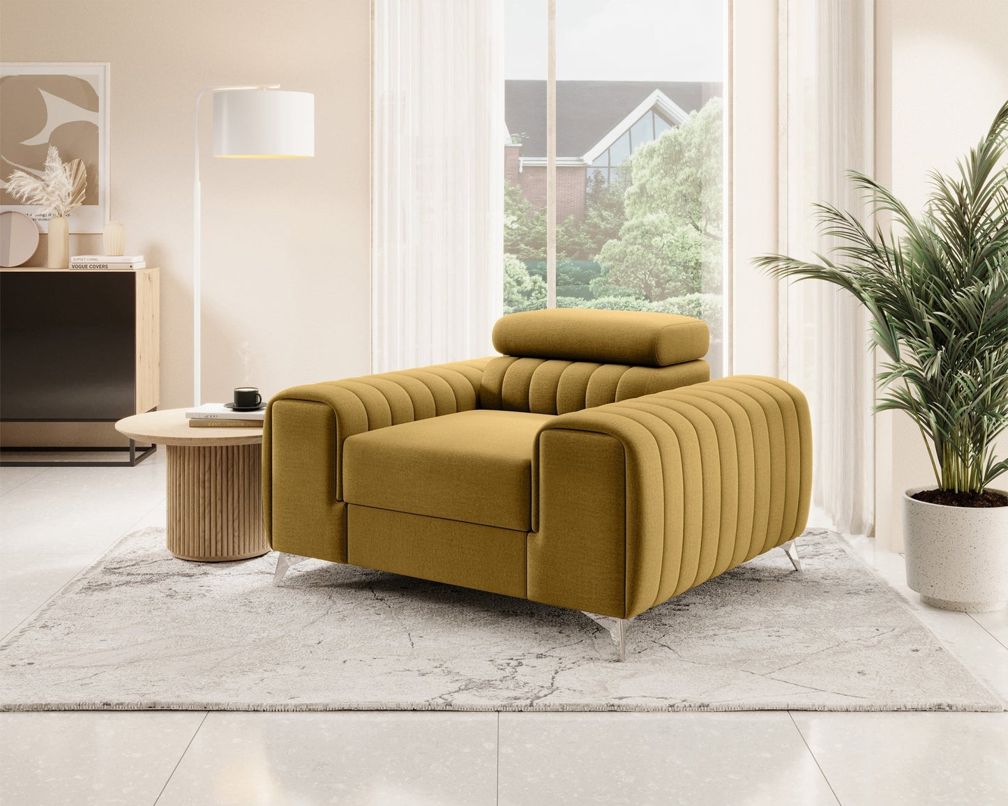 Laurence Modern Accent Chair - Mustard - Couch Potato