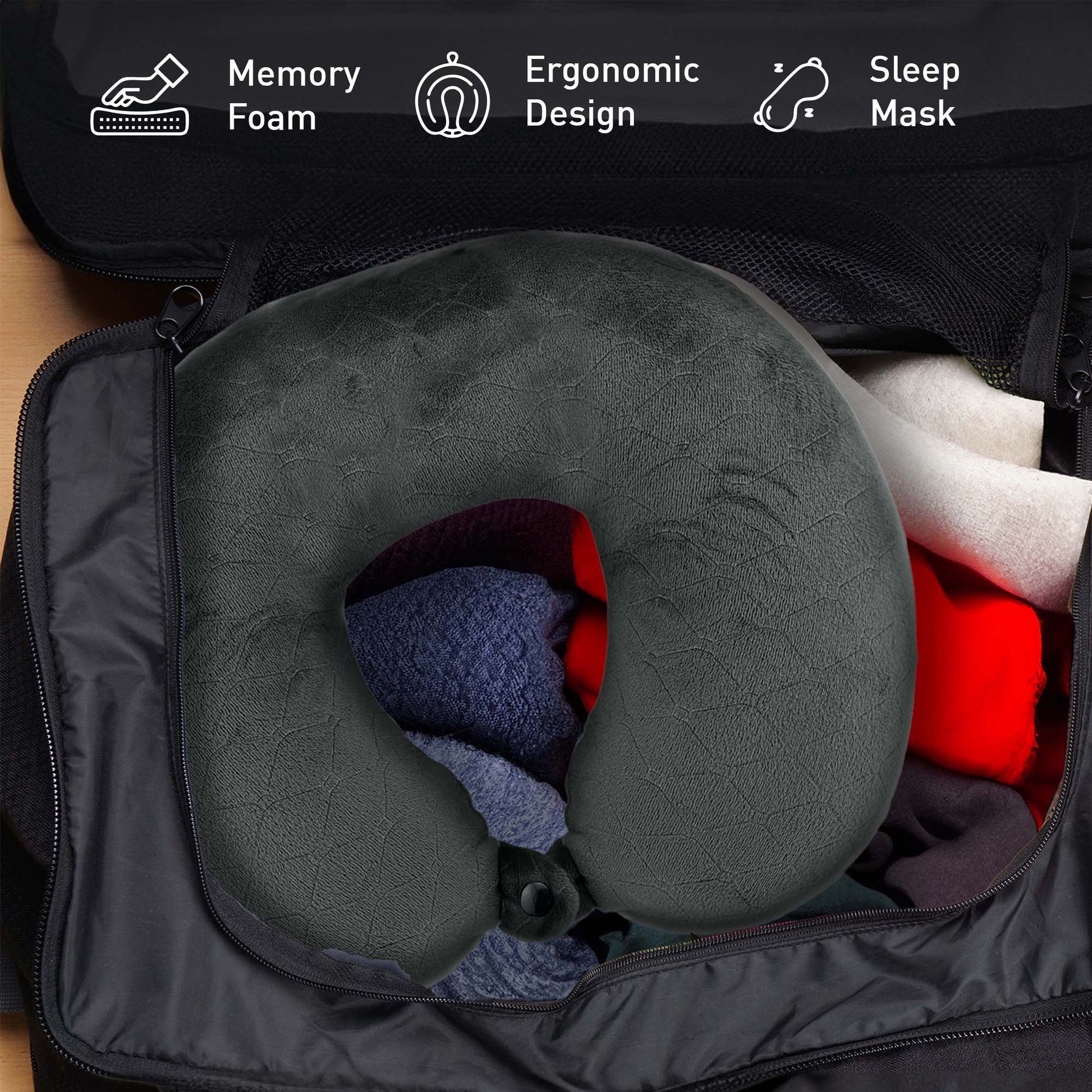 Pursonic Travel Comfort & Entertainment Bundle – 2 - in - 1 Water Bottle Speaker & Memory Foam Travel Pillow with Sleep Mask - Couch Potato