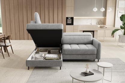 Barea 3 Seater Storage Sleeper Chaise Sofa - Light Grey - Couch Potato