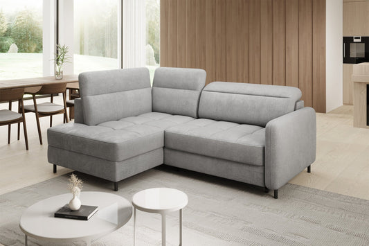 Barea 3 Seater Storage Sleeper Chaise Sofa - Light Grey - Couch Potato