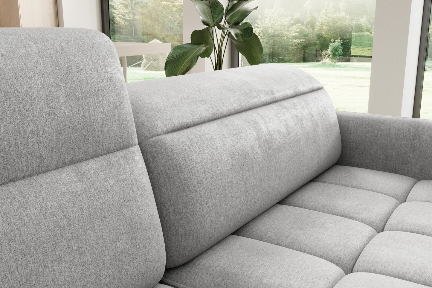 Barea 3 Seater Storage Sleeper Chaise Sofa - Light Grey - Couch Potato