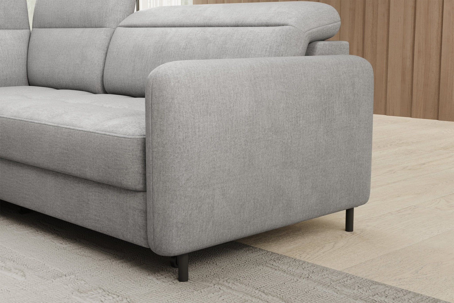 Barea 3 Seater Storage Sleeper Chaise Sofa - Light Grey - Couch Potato