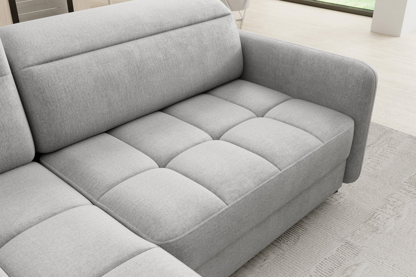 Barea 3 Seater Storage Sleeper Chaise Sofa - Light Grey - Couch Potato