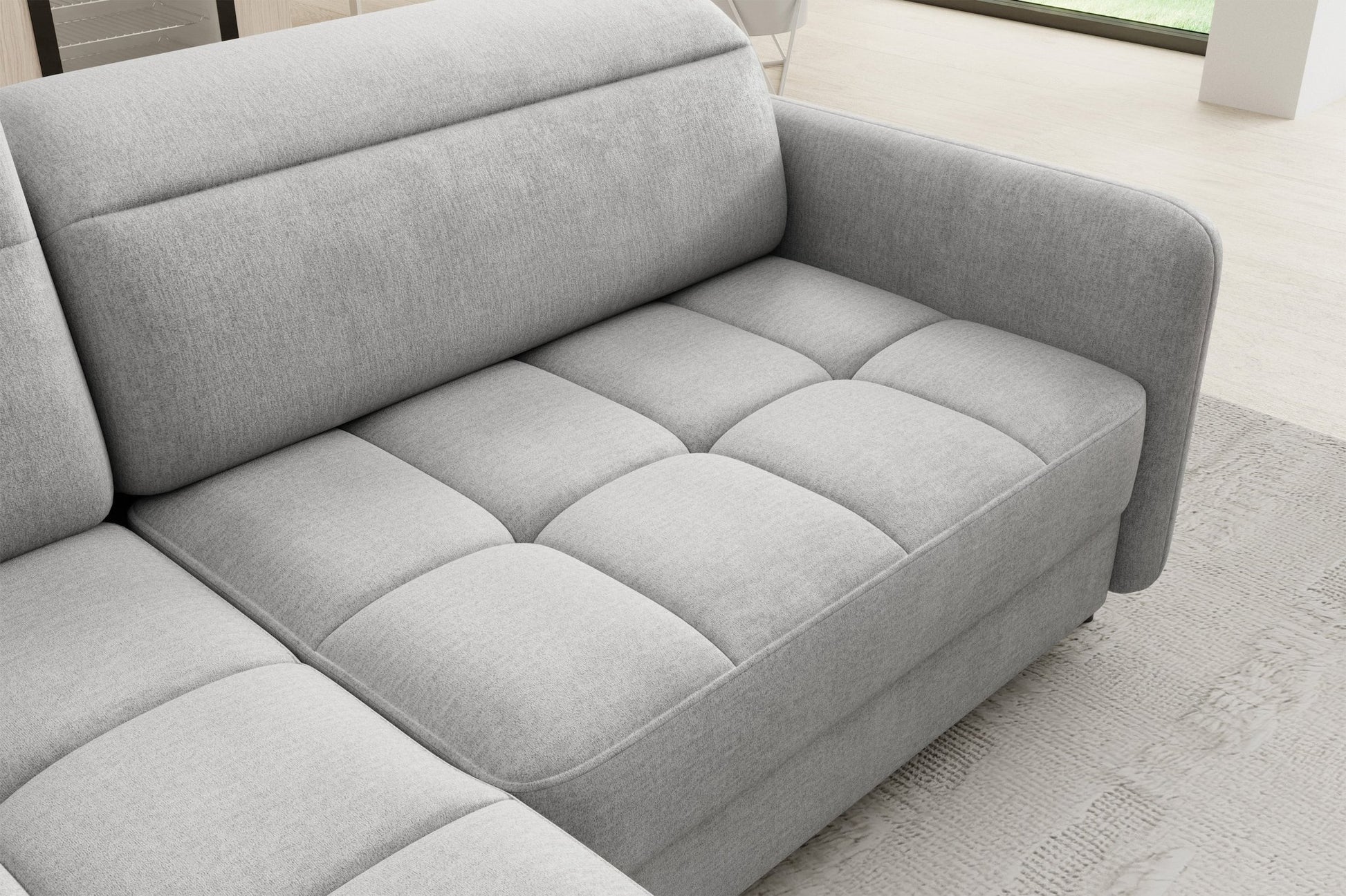 Barea 3 Seater Storage Sleeper Chaise Sofa - Light Grey - Couch Potato
