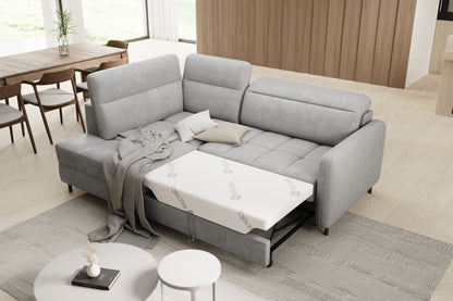 Barea 3 Seater Storage Sleeper Chaise Sofa - Light Grey - Couch Potato