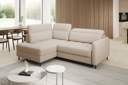 Barea 3 Seater Storage Sleeper Chaise Sofa - Beige - Couch Potato