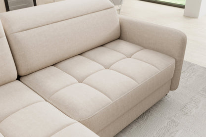 Barea 3 Seater Storage Sleeper Chaise Sofa - Beige - Couch Potato