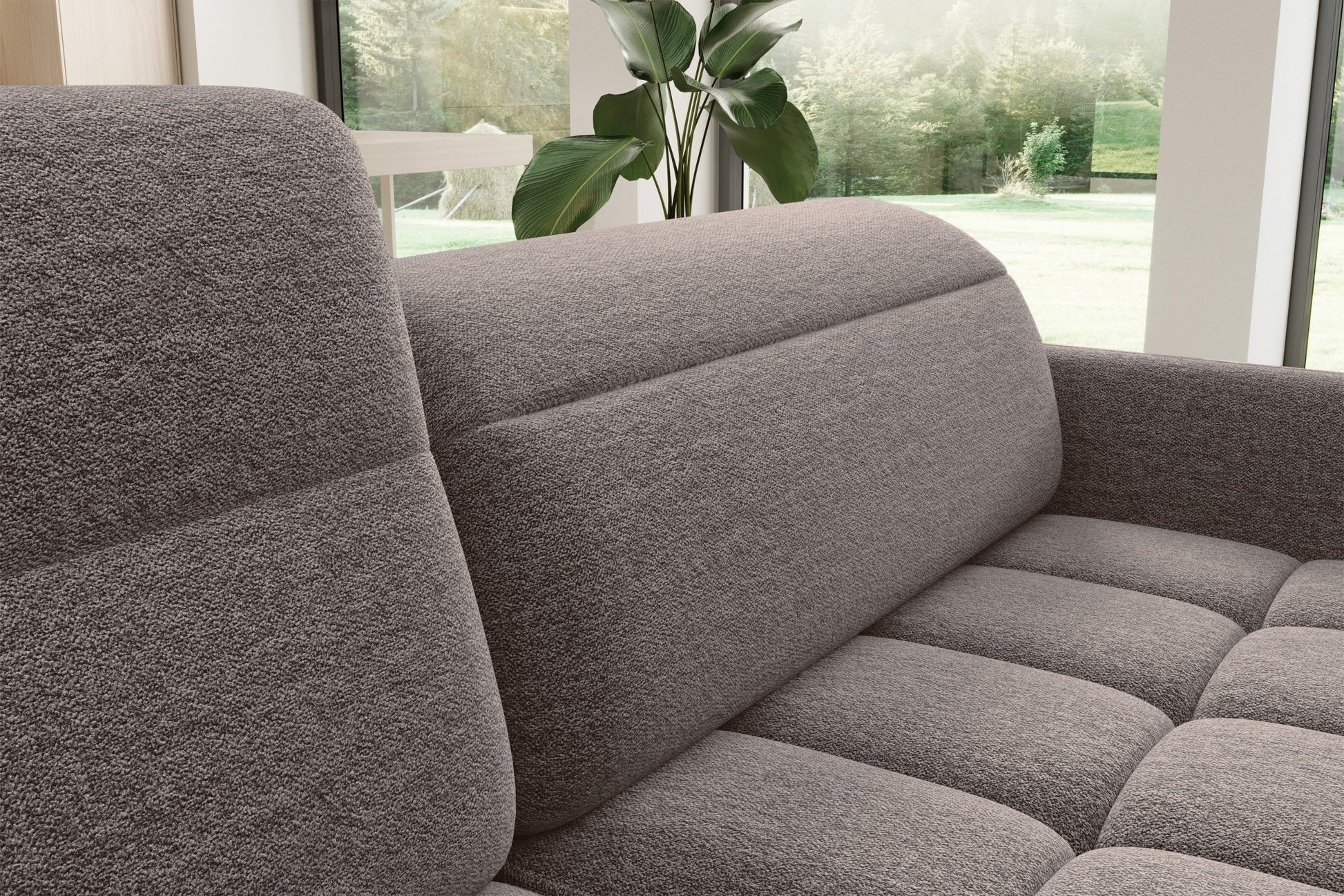 Barea 3 Seater Storage Sleeper Chaise Sofa - Fudge Brown - Couch Potato