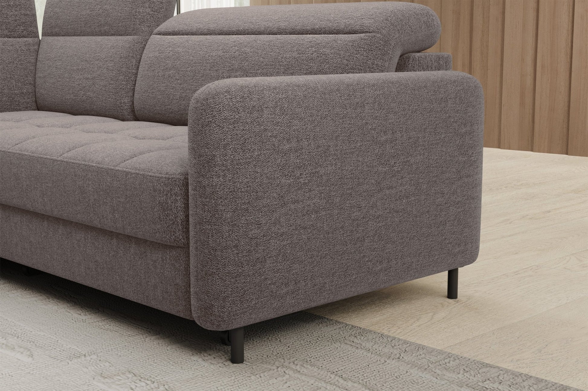 Barea 3 Seater Storage Sleeper Chaise Sofa - Fudge Brown - Couch Potato