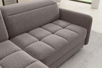 Barea 3 Seater Storage Sleeper Chaise Sofa - Fudge Brown - Couch Potato