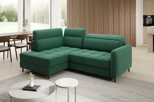 Barea 3 Seater Storage Sleeper Chaise Sofa - Emerald Green - Couch Potato