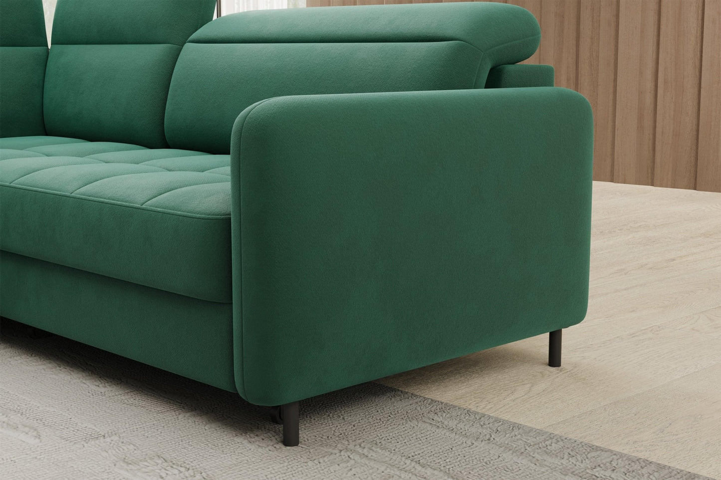 Barea 3 Seater Storage Sleeper Chaise Sofa - Emerald Green - Couch Potato