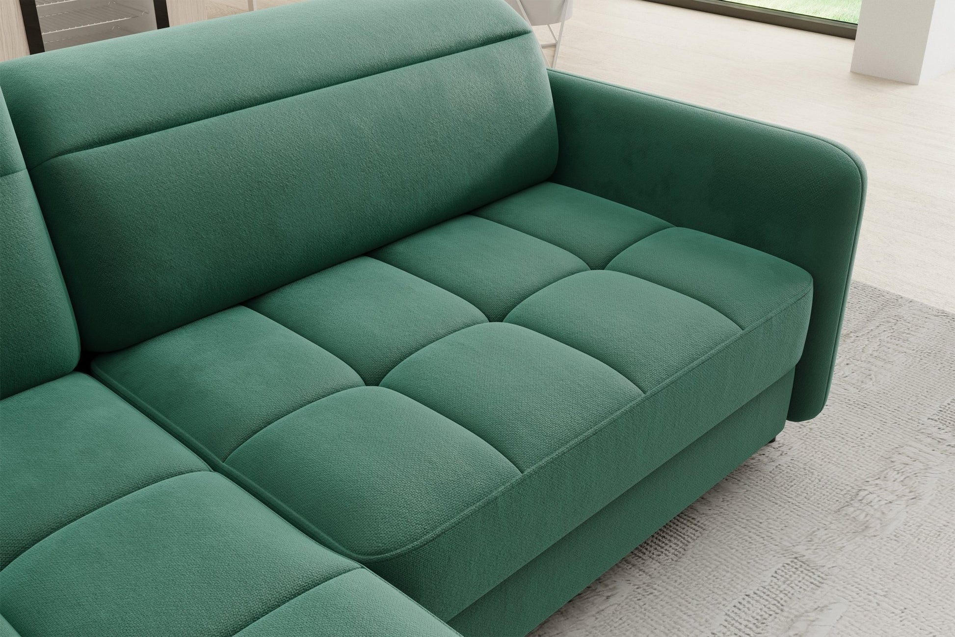 Barea 3 Seater Storage Sleeper Chaise Sofa - Emerald Green - Couch Potato