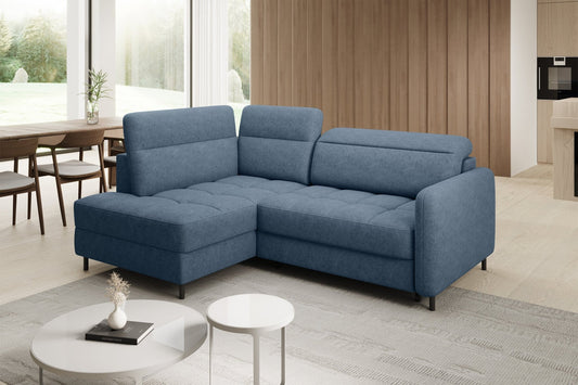 Barea 3 Seater Storage Sleeper Chaise Sofa - Soft Blue - Couch Potato