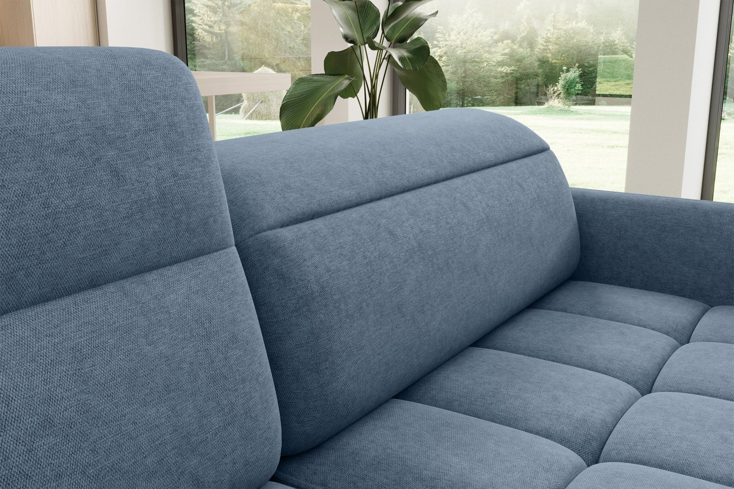 Barea 3 Seater Storage Sleeper Chaise Sofa - Soft Blue - Couch Potato