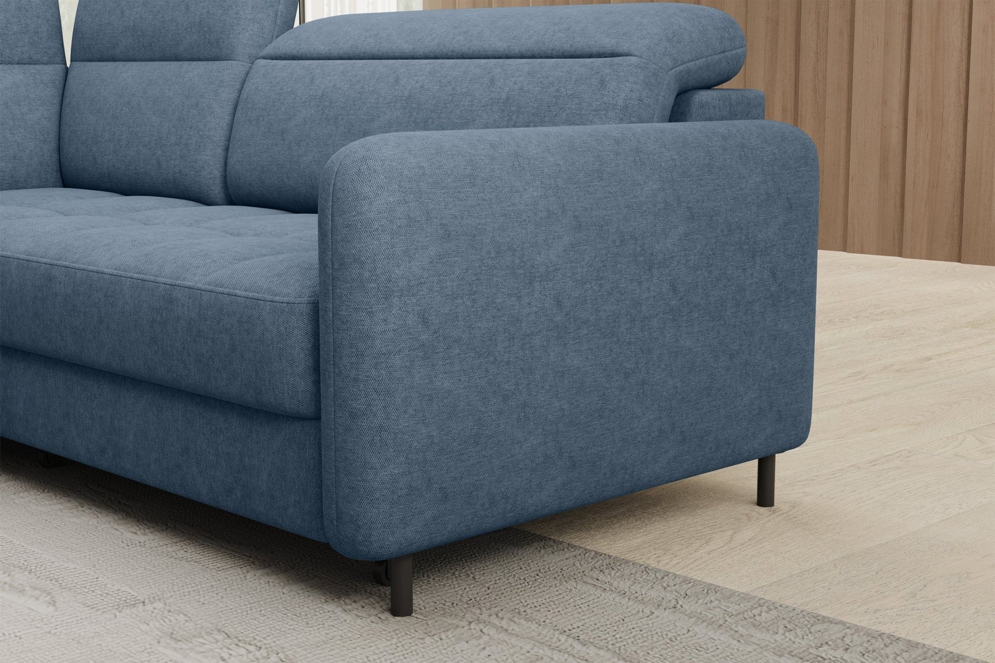 Barea 3 Seater Storage Sleeper Chaise Sofa - Soft Blue - Couch Potato