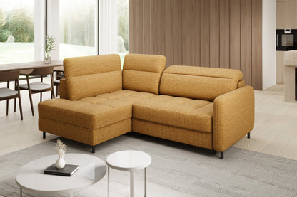 Barea 3 Seater Storage Sleeper Chaise Sofa - Mustard - Couch Potato