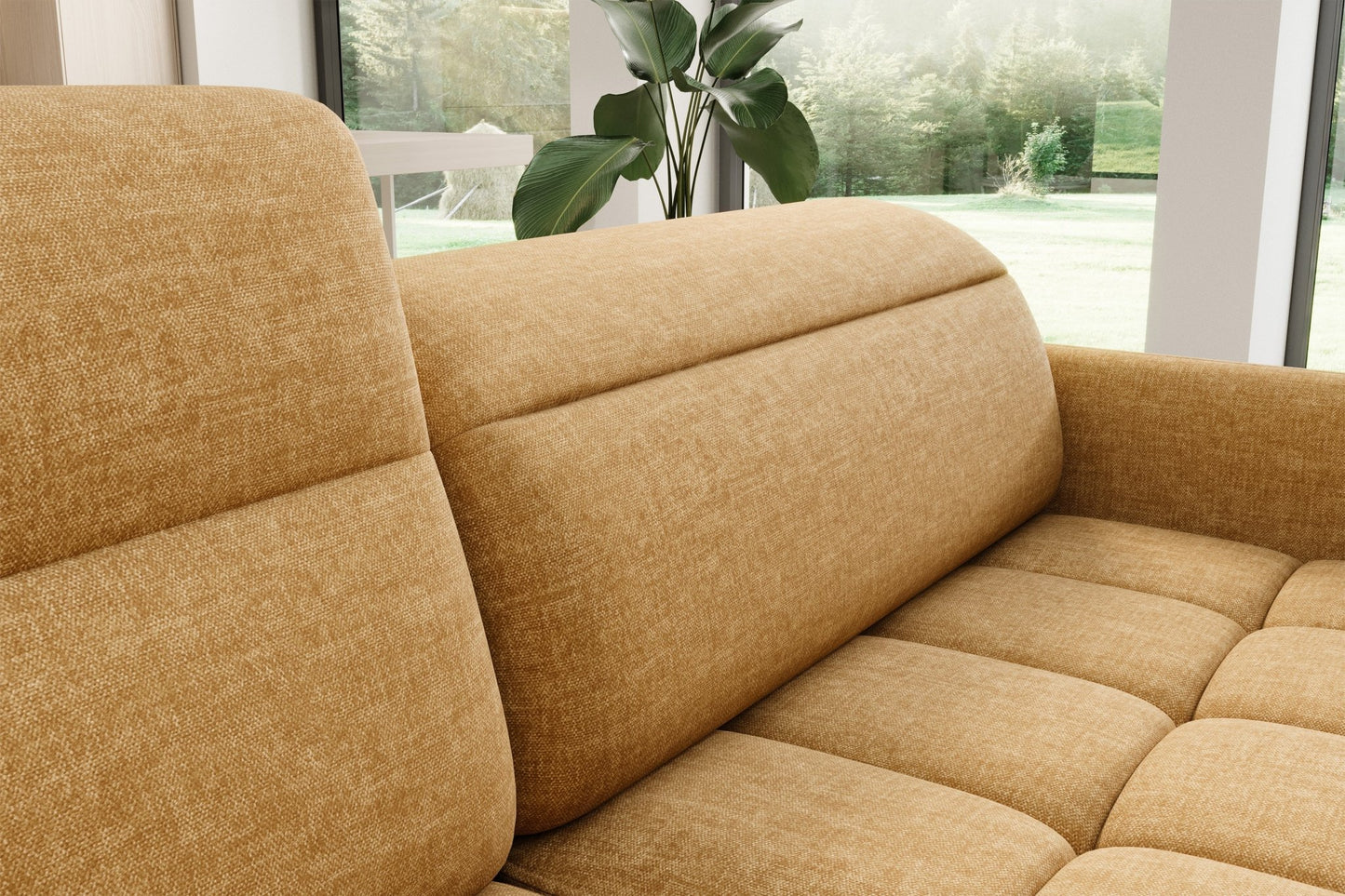 Barea 3 Seater Storage Sleeper Chaise Sofa - Mustard - Couch Potato