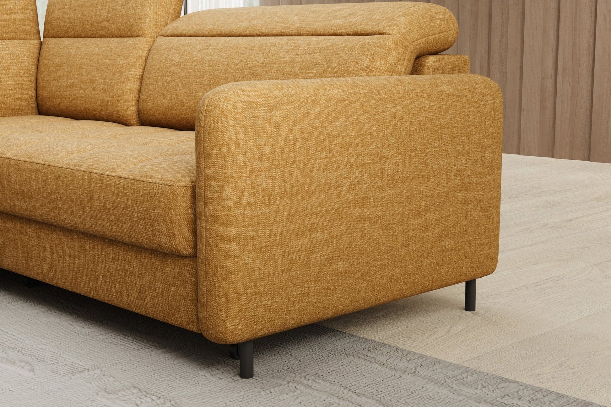 Barea 3 Seater Storage Sleeper Chaise Sofa - Mustard - Couch Potato