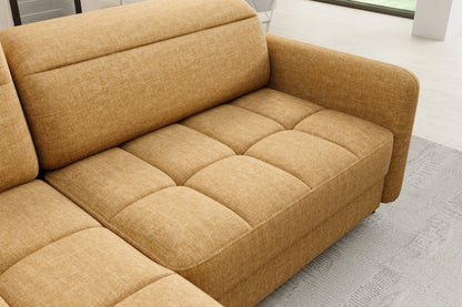 Barea 3 Seater Storage Sleeper Chaise Sofa - Mustard - Couch Potato