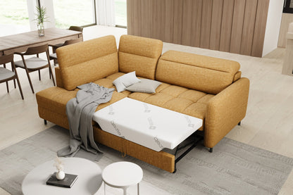 Barea 3 Seater Storage Sleeper Chaise Sofa - Mustard - Couch Potato