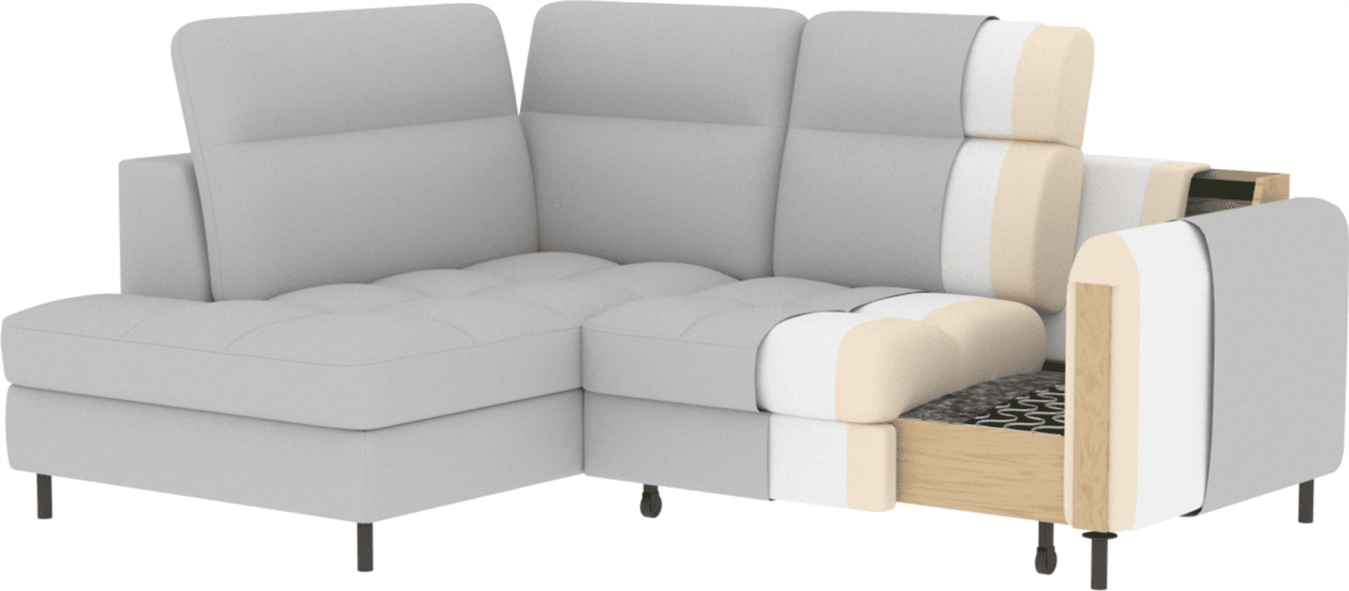 Barea 3 Seater Storage Sleeper Chaise Sofa - Soft Blue - Couch Potato