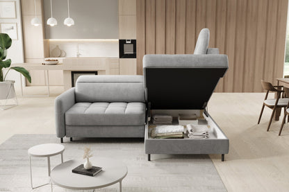 Barea 3 Seater Storage Sleeper Chaise Sofa - Light Grey - Couch Potato